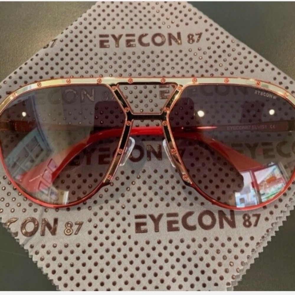 Eyecon 87 Red & Gold Aviator Sunglasses Alpina Style - Picture 9 of 9
